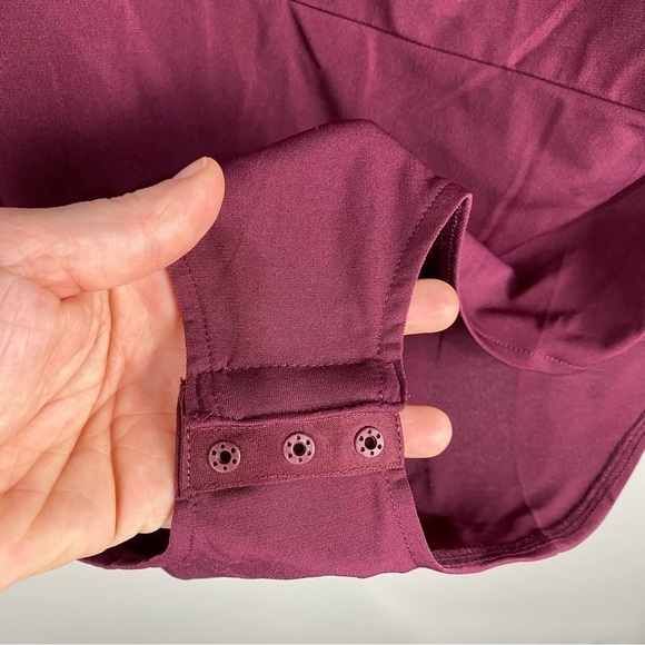 Lane Bryant Keyhole‎ Long Sleeve One Piece Bodysuit Burgundy Size 14/16 (NWT) - Picture 3 of 6